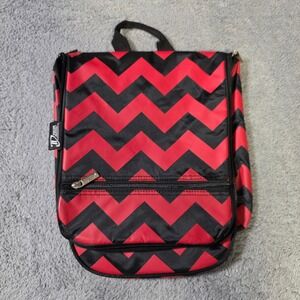 Dream Duffel Unisex Small Hanging Accessory Bag Red Black Chevron Zig Zag Travel
